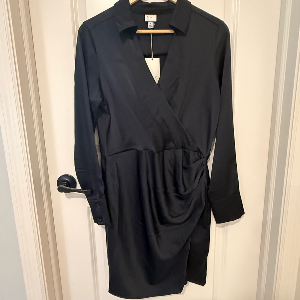 a new day Black Long Sleeve Wrap Dress